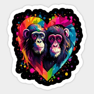 Chimpanzee Couple Valentine Sticker